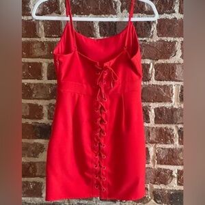 NBD spaghetti strap dress with lace up back - red - size small